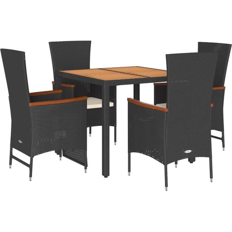 Maison Exclusive - 5-tlg. Garten-Essgruppe mit Kissen Schwarz Pol (1/5)