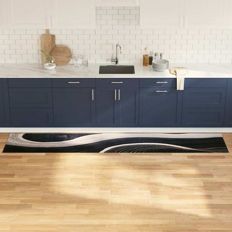vidaXL Tappeto da Cucina Nero 300 x 60 cm Velluto (1/5)