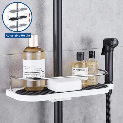 Étagère de Salle de Bain pour Douche pour Tringle de Douche Sans Perçage Bac a Douche Avec Boucle pour Support de Pomme de Douche (1/4)