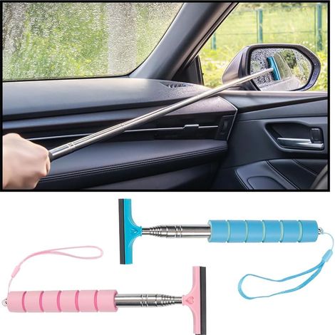 Lot de 2 raclettes pour rétroviseurs de voiture, essuie-glaces automatiques rétractables pour rétroviseurs extérieurs, raclettes polyvalentes pour le nettoyage des portes de douche en verre, véhicules (1/5)