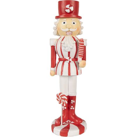 Figurine Casse-Noisette de Noël Décoration Festive en Polyrésine Rouge et Blanc 23 cm - PANGIVO (1/3)