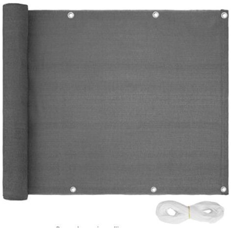 Sollbry Clôture d'écran de confidentialité de balcon 90x500cm, couverture de clôture de garde-corps résistante aux UV pour porche, terrasse, cour, Patio, jardin, gris foncé (1/3)