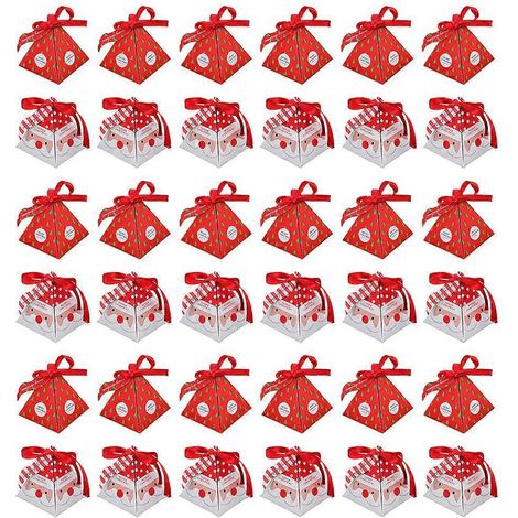 Set/40 Stück Weihnachtsgeschenkboxen, Bonbonboxen, Geschenkverpackungsboxen, Backpapierboxen-8x8x9cm-Red (1/3)