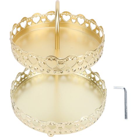 Étagerère à 2 niveaux en fer pour présentoir fruits, gâteaux, collations, noix, legumes - bol panier déco cuisine comptoir fête (1/5)
