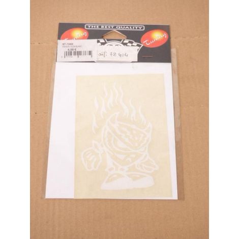 Autocollant stickers MERYT blanc diable flamme demon enflammé