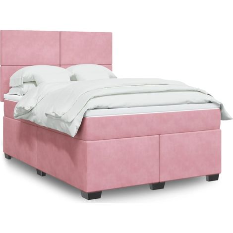 Boxspringbett mit Matratze Rosa 140x200 cm Samt