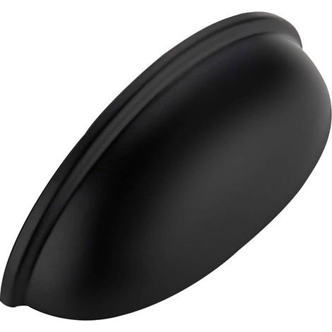 Poignées de tiroir plates - Lot de 10 pièces - Noires - Longueur 9,4 cm - Largeur 3,2 cm - Entraxe 7,6 cm (1/5)