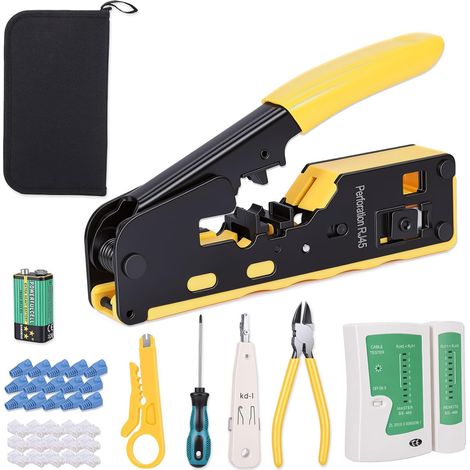 Network d’installation Kits, RJ45 Kit de Sertissage, Kit de Sertissage Ethernet Réseau pour Cat5 Cat6 Cat7 avec 50 Connecteurs pour Installation Réseau et Téléphonique (1/5)