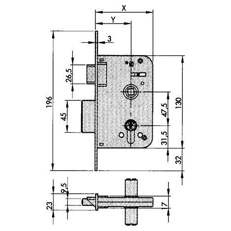 Serratura da incasso azbe metallo 45x70 mm robusta