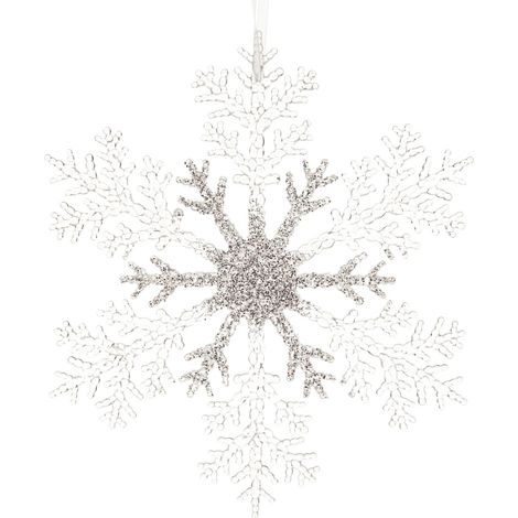 Weihnachtsdeko Schneeflocke Transparent & Silberfarben Ø 21 cm - Kunststoff