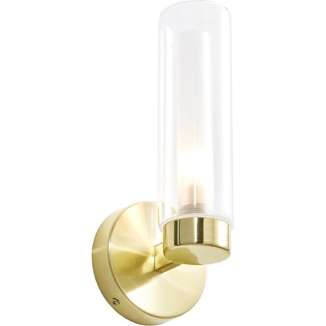Spa Sparti Tubular Wall Light Clear Glass and Satin Brass (1/3)