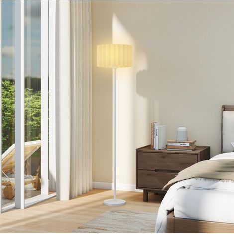 Lámpara de pie con casquillo E27 y pantalla ondulada de PVC 35 x 153 cm blanca OKWISH (1/5)