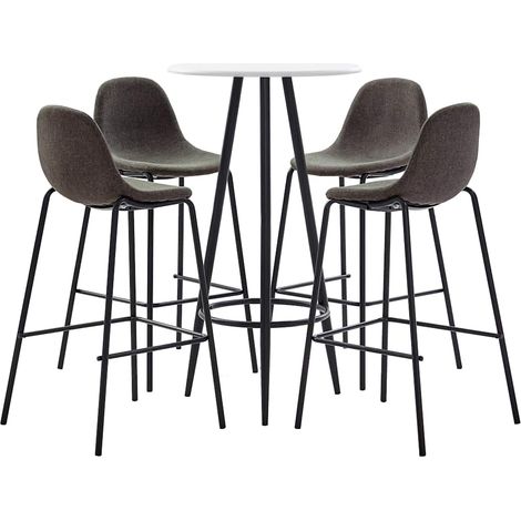 vidaXL Juego de mesa alta y taburetes 5 piezas tela gris oscuro (1/5)