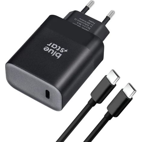 Reiseladegerät Typ C + Kabel Typ C auf Typ C PD QC4.0 3A 45W in Schwarz (1/5)