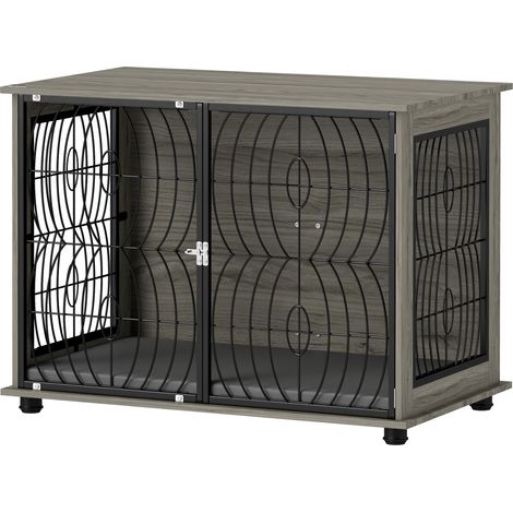 Cage pour chiens boîte lounge verrouillable grands chiens gris
