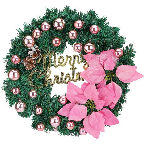 LED-Weihnachtskranz aus PVC, 40 cm, Glitzergirlande für Zuhause, Tür, Hochzeit, Party, Außendekoration, Rosa (1/5)