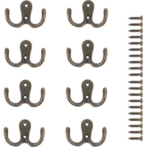 Double Screw Hook Parts Metal Hooks and Pegs for Shelf, Drawer, Cabinet, Bathroom Storage (Bronze) (1/5)