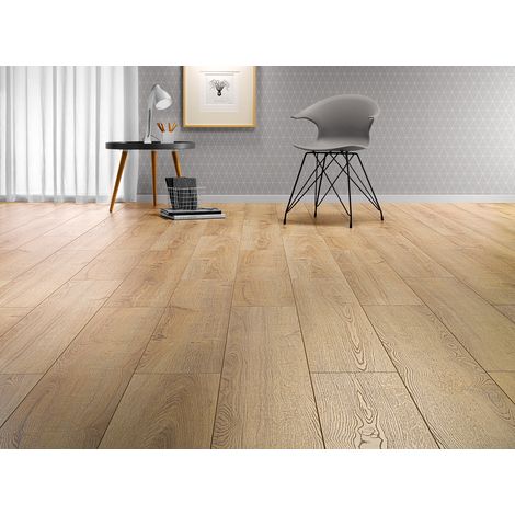 Eiffel Art Construction – Parquet stratifié 12 mm – Dimensions 21,4 x 128,6 cm – Finition structure synchrone – Résistant à l'eau – Compatible chauffage au sol