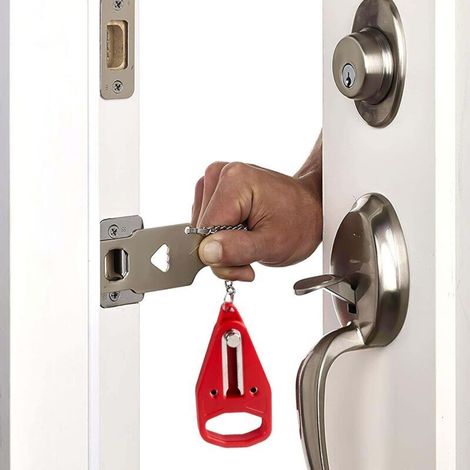 Portable reinforced anti-burglary door lock – Discreet and ultra-secure extra protection for hotels, apartments and travel