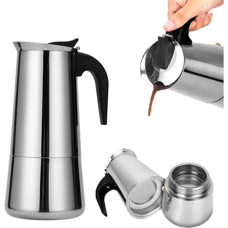 Stainless Steel Espresso Moka Pot/Percolator/Coffee Maker for All Stoves, Home and Camping, 450ml Capacity