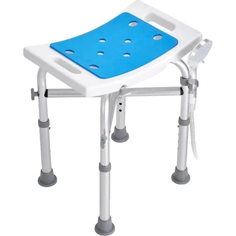 Taburete regulable en altura, estructura de aleación de aluminio, diseño ergonómico, color azul. (1/2)