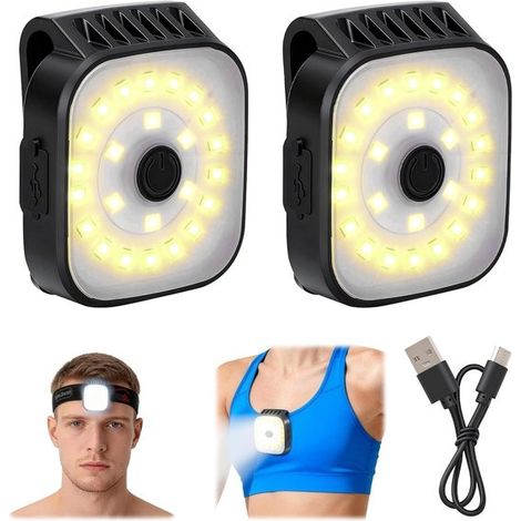 Lauflicht zum Joggen mit USB-Anschluss, 2 LED-Klemmleuchten mit 4 Leuchtmodi, Sicherheitslicht für Läufer, Camping und Wandern