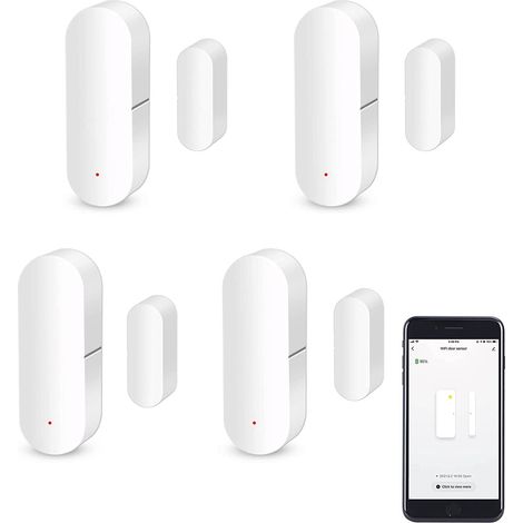 Capteur Porte Fenêtre WiFi - Système Alarme Domotique Tuya - Notification App En Temps Réel - Compatible Alexa - Sans Hub - Pour Maison Bureau Garage - 1 Pièce