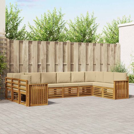 vidaXL Ecksofa Set mit Kissen 10 pcs Natur und Beige (1/5)