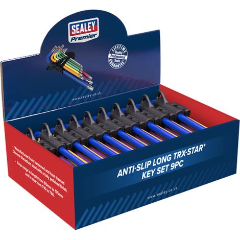 Sealey AK7193DB Anti-Slip Long TRX-Star Key Set 9pc - Display Box of 10