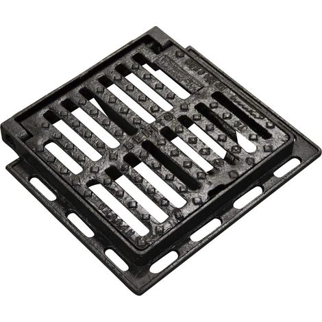 Jardibric – Grille de drainage plate en fonte ductile C250 300x300mm – Surface antidérapante – Charge 25 tonnes – Conformité norme EN 124 (1/3)