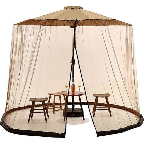 Moskitonetz für den Außenbereich, Garten, Camping, Sonnenschirm, Schutzhülle 300x230cm, Braun.
