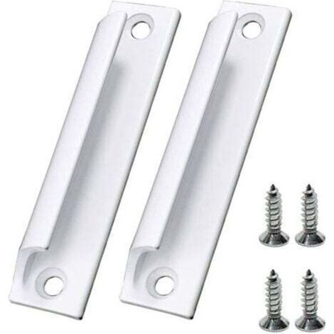 Poignées de porte coulissantes en alliage d'aluminium blanc pour meubles et fenêtres, avec vis. (1/4)