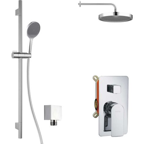kielle Vega - Set doccia con miscelatore da incasso, per 2 utenze, con accessori e corpo EcoSpare, cromo 20618SP70 (1/5)