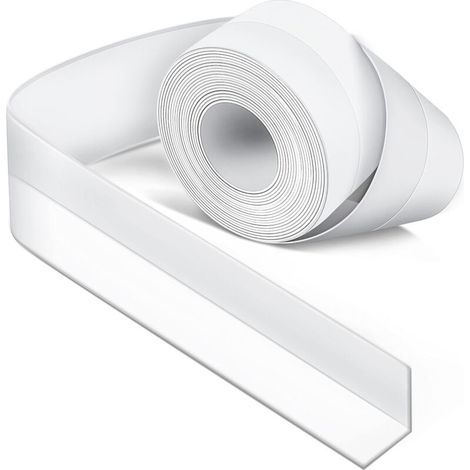 SABIR Ruban d'étanchéité en silicone blanc pour salle de bain, cuisine ou salle de bain, adhésif anti-moisissure et anti-fuite, adapté à de nombreuses occasions (lot de 2, 3,2 m, blanc) 56Twenty (1/5)