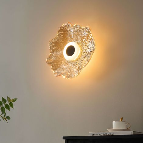 Plafonnier ou applique LED en verre ambré forme ondulée - Lioria