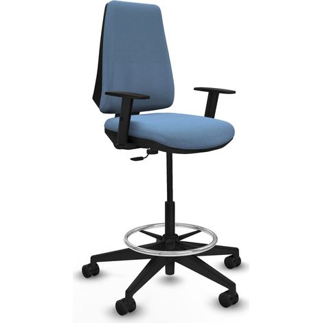 Taburete Elche CP bali azul cielo brazos 1D base piramidal ruedas 65mm nailon