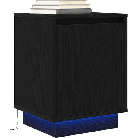 Nachttisch mit LED-Leuchten Schwarz 38x34x50 cm