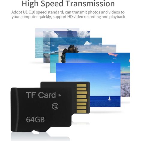 Carte Micro SDXC UHS-I 64 Go Mémoire flash SD haute vitesse TF pour smartphones, tablette Android, caméras embarquées et lecteur MP3 (1/5)