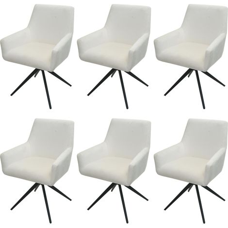 Set 6x sedie poltroncine con seduta girevole HHG-081 tessuto avorio beige (1/5)