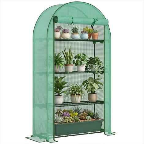 Serre de jardin 4 étagères 105 x 45 x 160 cm bâche PE verte (1/5)