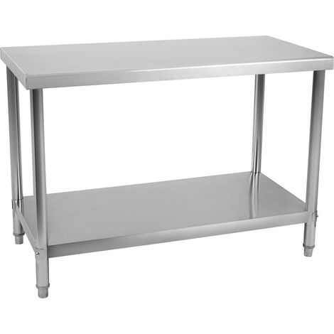 Mesa de trabajo profesional de acero inoxidable con patas regulables 100 x 70 cm 3614081