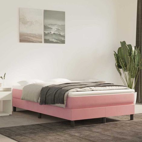 Estructura de cama con somier terciopelo rosa 120x200 cm (1/5)