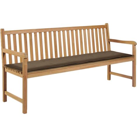 Cuscino per panca da giardino 100% poliestere impermeabile tortora 180 x 50 x 3 cm DEC021752