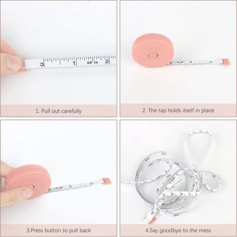 3 Pièces Metre Ruban 1.5m, Double Face Ruban à Mesurer Rétractable, Souple pour Regime Couture Tailleur (1/5)