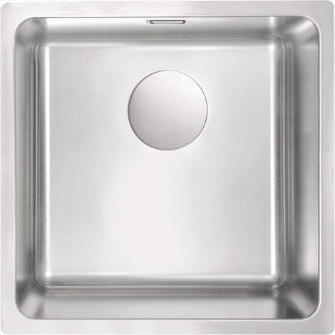 Évier de cuisine encastrable en acier inoxydable avec 1 cuve de 44 x 44 cm, finition acier brossé - Evigo