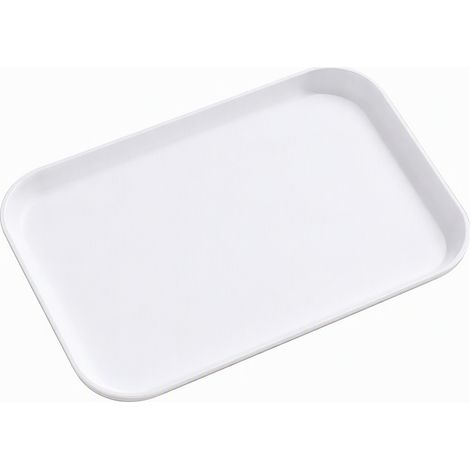 Plateau de service rectangulaire en plastique blanc, taille petite (1/5)