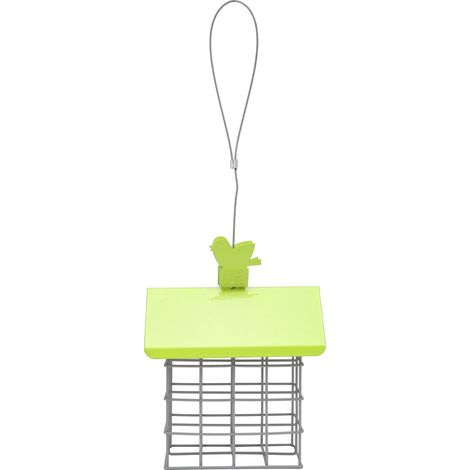 Mangeoire à Oiseaux en Métal Nettoyable avec Couvercle à Bascule et Corde pour Extérieur Vert (1/5)