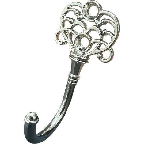 Vintage-Wandhaken aus Metall zum Aufhängen von Handtüchern/Mänteln (silber, 1 Stück, mit Schrauben) (1/5)