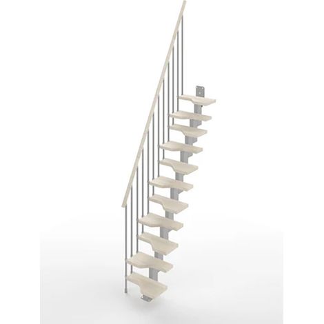 Scala salvaspazio dritta 12 gradini - Larghezza 61cm -  Legno e bianco - MINI61/I/SGMBLA-12