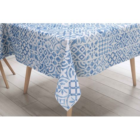 TOVAGLIA LIMA © in TELA CERATA plastificata LAVABILE idrorepellente in PVC MAIOLICA Mare Made in Italy Cm. 140x100 x4 persone